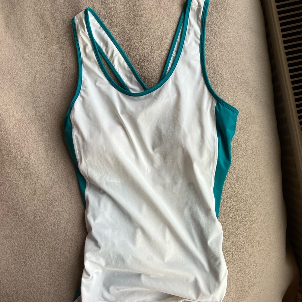 FILA Women's White and Teal Tank Top